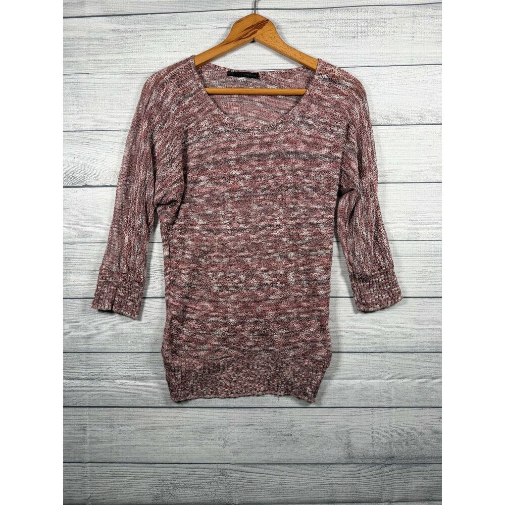 Maurices Women's Small Pink Gray Marled Knit 3/4 Sleeve Sweater 4289